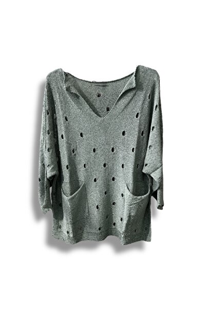 SUMEF Kadın Merserize Oversize Triko Bluz – Standart Beden (38-48 Uyumlu) – Ş...