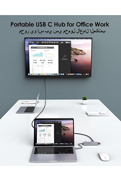 LENTION USB C Hub with 4K HDMI, 3x USB 3.0, SD Card Reader (C34, Space Gray)