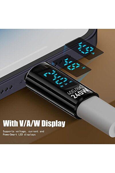 Generic 2Pcs USB-C Adapter with V/A/W LED Display, 240W PD USB-C Male to Female, 40Gbps, 8K Video