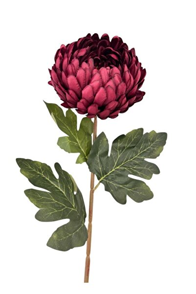 Nettenevime Yapay Çiçek Krizantem Bordo 90cm Tek Dal Kumaş Çiçek Uzun Dal