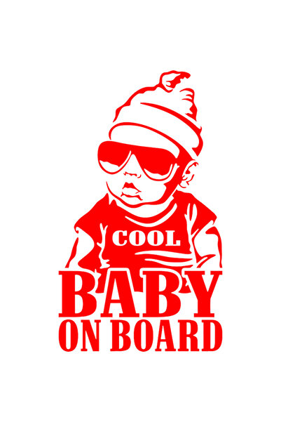 Oracal Car sticker "Cool baby on board", 17x10cm, red