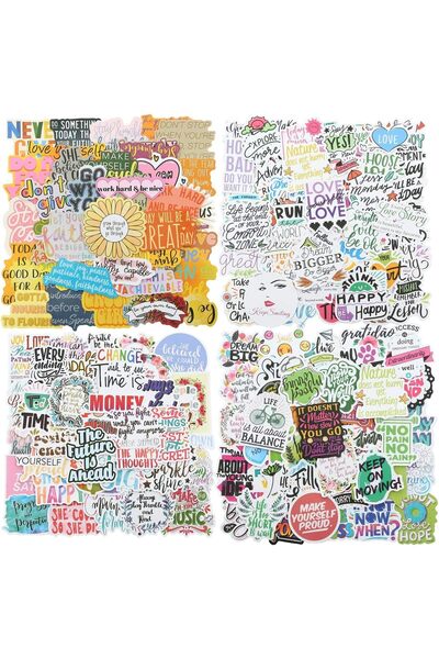 KASTWAVE ملصقات اقتباسات جمالية 200 قطعة - فينيل مقاوم للماء وتحفيزي