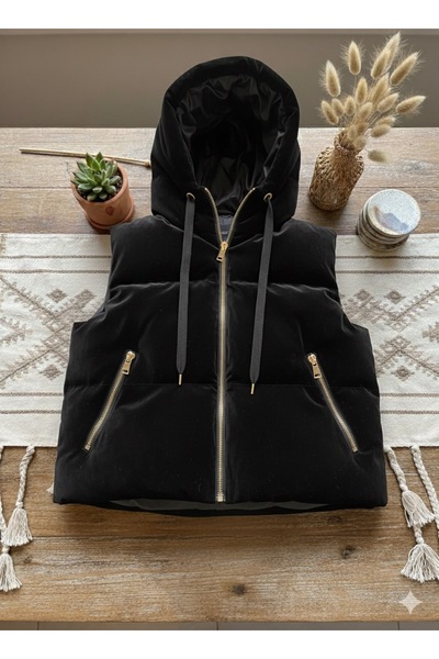 SELEN CAN BOUTIQUE Şişme Yelek Kadife Süet