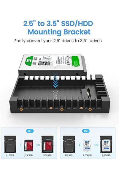 Orico 2.5 to 3.5 Hard Drive Adapter (1125SS) - HDD/SSD Mounting Bracket, SATA III