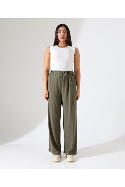 Fi'l Arz Fashion Women's Elastic Waist Wool Viscose Loose Pants