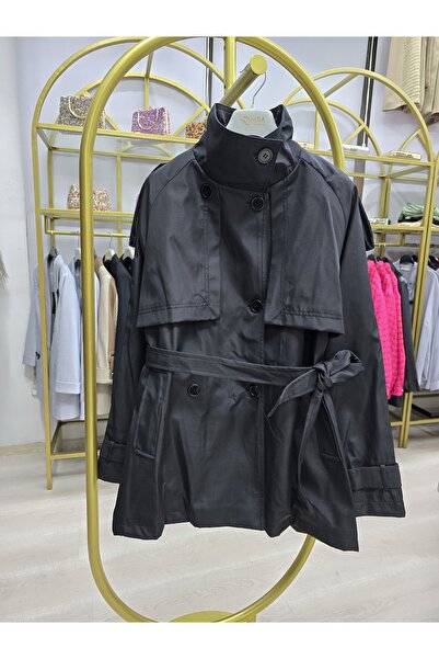 Omka Moda Kadın Dikyaka kısa Trençkot