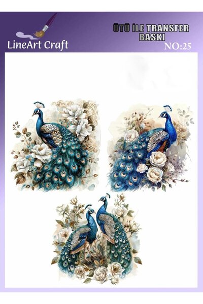 LİNEART Peacock Pattern N: 25 Fabric Transfer Paper 20*20