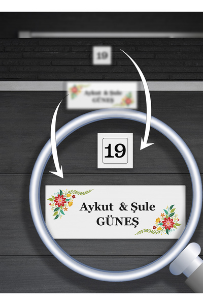 Azresa Kişiye Özel Çiçek Desenli Metal Kapı İsimliği ve Kapı Numarası Seti | ...