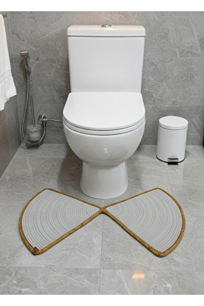 HomeTurko Natureluxe Jute Toilet Front Mat Door Spa Sauna Bathroom Mat Durable Decorative and Stylish Design