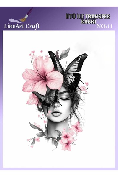 LİNEART Woman Portrait Pattern N: 11 Fabric Transfer Paper 20*20