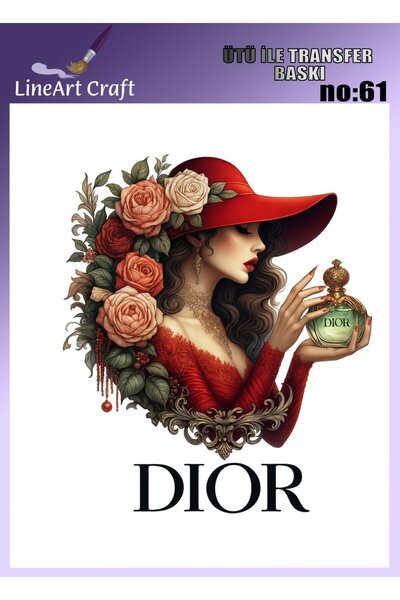 LİNEART Woman Portrait, Brand Pattern N: 61 Fabric Transfer Paper 20*20