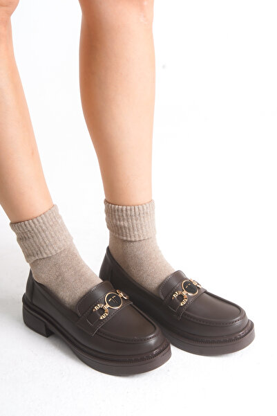 LEVONYA Women's Brown Loafer Moccasin Buckle Flat Shoes