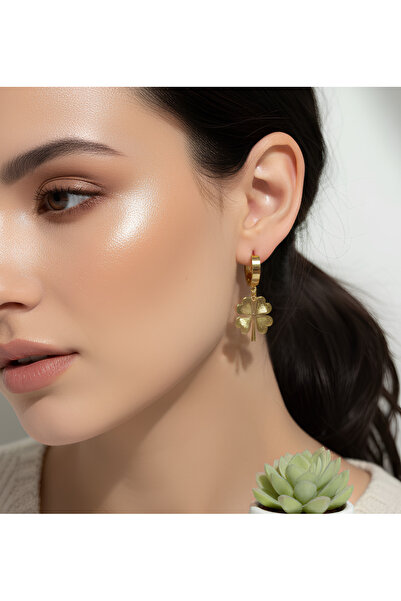 BANEDETTA أقراط البرسيم الذهبية اللون للموسم الجديد، أقراط بسيطة من الفولاذ ع...