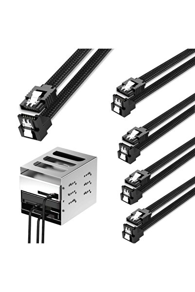 ELECDON كابل SATA عالي السرعة، عبوة من 5 قطع، زاوية قائمة 90 درجة، 6 جيجابت ف...