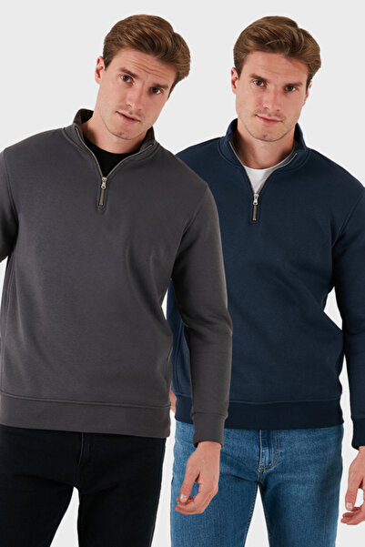 Buratti Cotton Regular Fit Stand Collar 2-Pack Sweat Men's Sweat 59052592S2