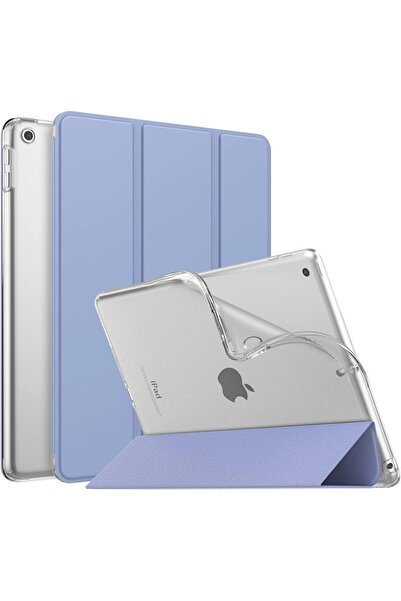 MOKO Case for iPad 9/8/7th Gen - Slim 10.2-inch Frosted TPU Back Cover with Stand, Lavender Purple