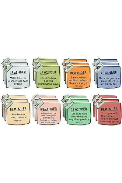 SİOSİ مجموعة من 48 ملصقًا ملهمًا بعبارات إيجابية لتعزيز الصحة العقلية (كمبيوت...