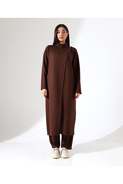 Fi'l Arz Fashion Women's Asymmetrical High Neck Two-Piece Set