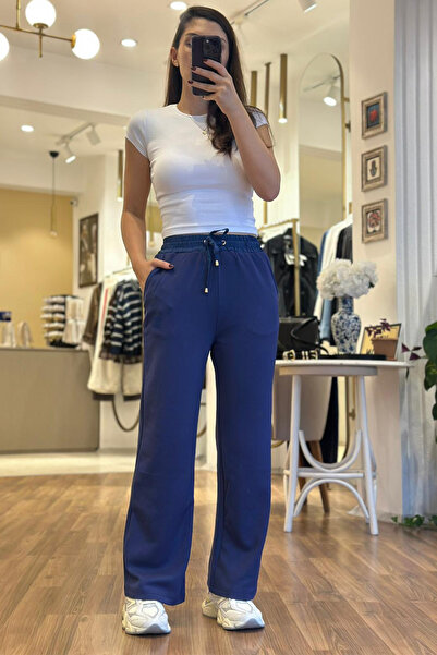 Unique Boutique İndigo Yüksek Bel Modal Kumaş Eşofman Altı