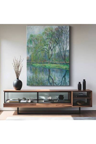 gurbaart Claude Monet Söğüt Ağaçları Su Yansıması Kanvas Modern Sanat Tablo R...