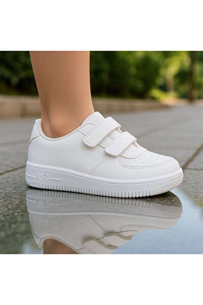 MECH BUTİK حذاء رياضي يومي مريح للجنسين من الفيلكرو باللونين الأسود والأبيض