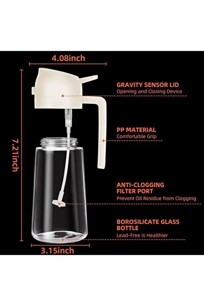RELAXY 470ml Oil Dispenser Bottle for Kitchen - 2 in 1 Olive Oil Dispenser and Oil Sprayer