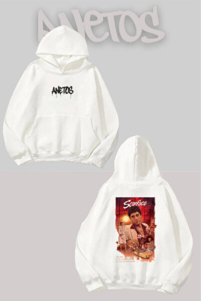 Anetos سترة سكارفيس مطبوع بيضاء بغطاء رأس