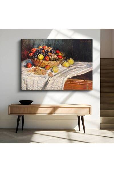 GülsenArt Claude Monet Coș cu fructe, artă cu natură moartă, pictură pe pânză...