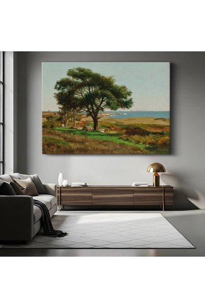 TosbArt William Trost Richards Deniz Kıyısı Meşe Ağacı Kanvas Tablo Sanat Tab...