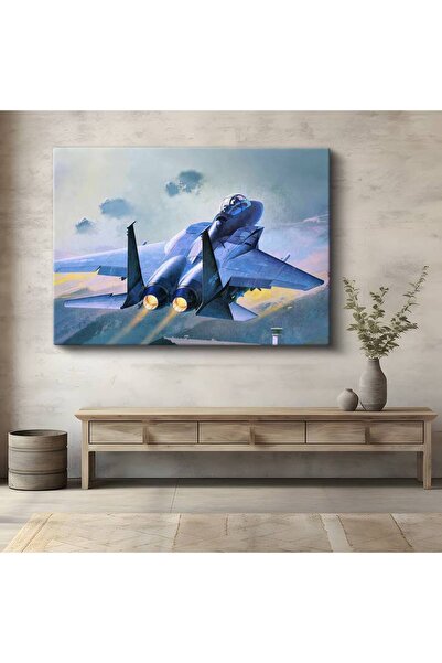 Generic Brand Pictură pe pânză F-15 Eagle Sky Warrior, pictură cu avion de lu...