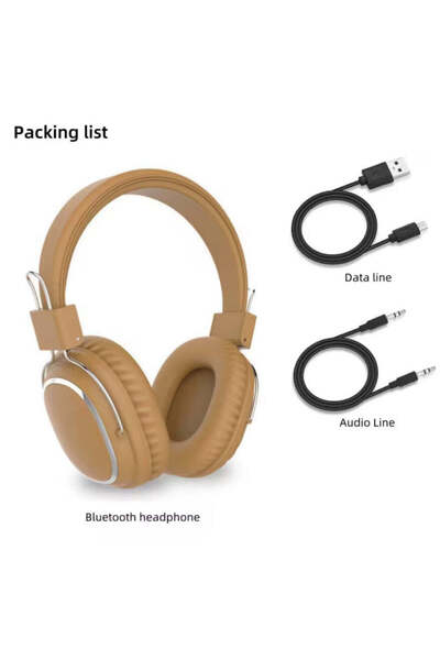 Generic Orange/Tan Leather Wireless Over-Ear Bluetooth Headphones
