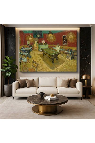 GülsenArt Vincent van Gogh Gece Kahvesi İç Mekan Resmi Kanvas Tablo Duvar Tab...