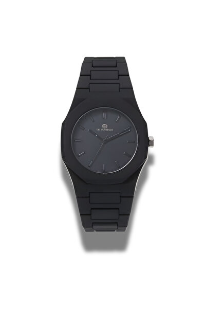 la vunton Laventon Black Carbon Water Resistant Watch with Modern Geometric Design
