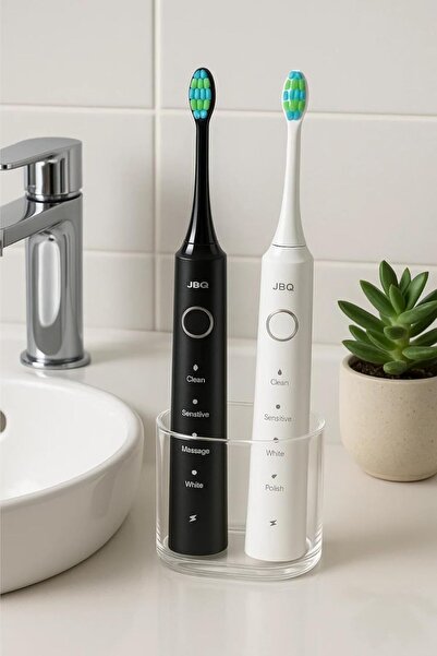 JBQ Sonic Electric Toothbrush for Adults — Rechargeable, 5 Modes, Smart Timer, Waterproof (White)