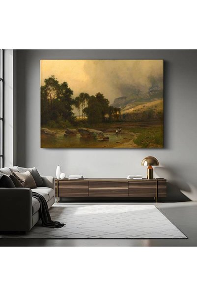gurbaart George Inness Nehir Kenarı Peyzaj Manzarası Kanvas Modern Sanat Tabl...