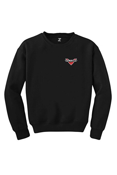 WAKHA سويت شيرت أسود بشعار فيكتوري موتورسايكلز