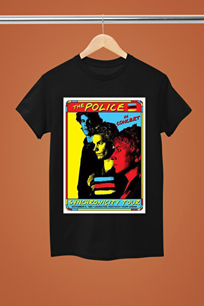 MAGORS تي شيرت روك قطني مطبوع عليه THE POLICE بأكمام قصيرة وقصة عادية