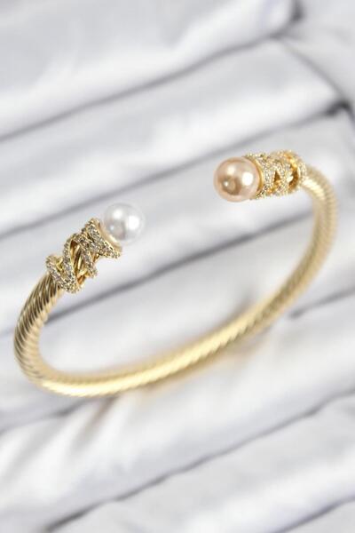 YİĞİTKARANAKSESUAR ÇELİK ZİRKON TAŞLI İNCİ MODEL GOLD REN BİLEKLİK