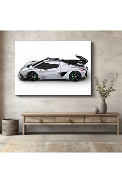 GülsenArt Koenigsegg Jesko Silver Hipercar Tablou pe pânză Pictură de inginer...