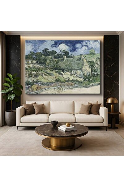 TosbArt Vincent van Gogh Auvers Evler Köy Yaşamı Resmi Kanvas Tablo Sanat Tab...