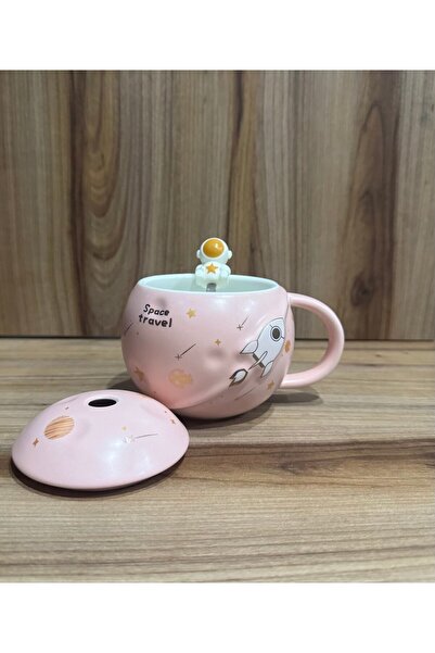 astronot كوب لطيف مع غطاء وملعقة، كوب مبتكر للقهوة والشاي والحليب، هدية مميزة