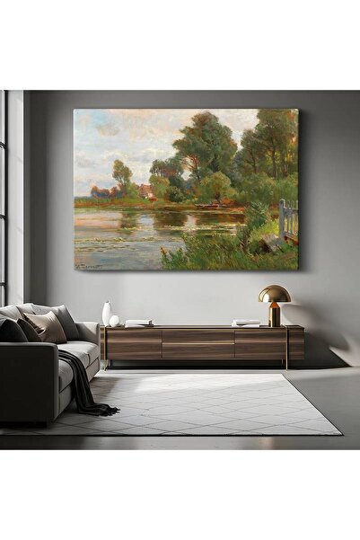 gurbaart Henri Harpignies Nehir Kıyısı Doğa Resmi Kanvas Modern Sanat Tablo R...