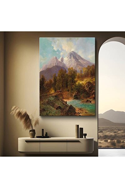 gurbaart Albert Bierstadt Yüksek Dağ Doğa Manzarası Kanvas Modern Sanat Tablo...