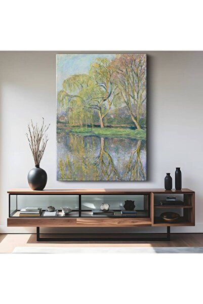 gurbaart Claude Monet Bahar Ağaçları Göl Manzarası Kanvas Modern Sanat Tablo ...