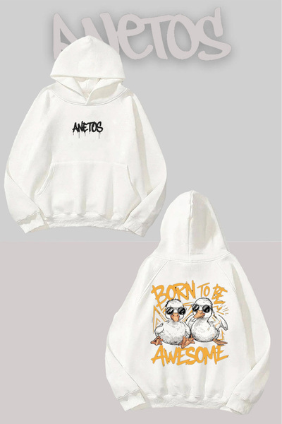 Anetos Rucsac Cool Ducks cu imprimeu Alb cu glugă Swea tricou