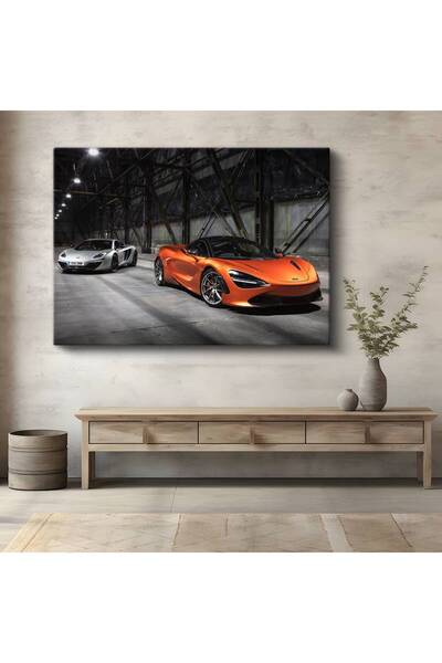 GülsenArt McLaren 720S Turuncu Süper Araba Kanvas Tablo İngiliz İkilisi Otomo...