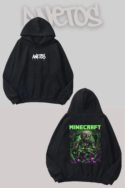 Anetos Creeper Back cu imprimeu Black cu glugă Swea tricou