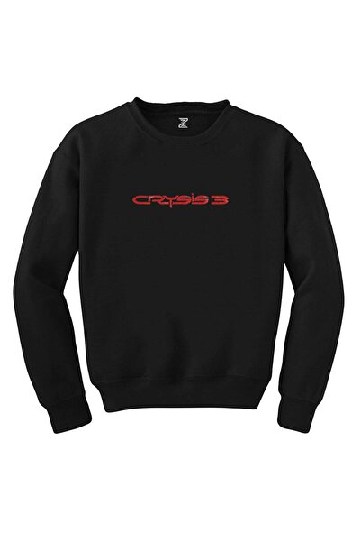 WAKHA سويت شيرت كرايسيس ثري ريد تيكست أسود