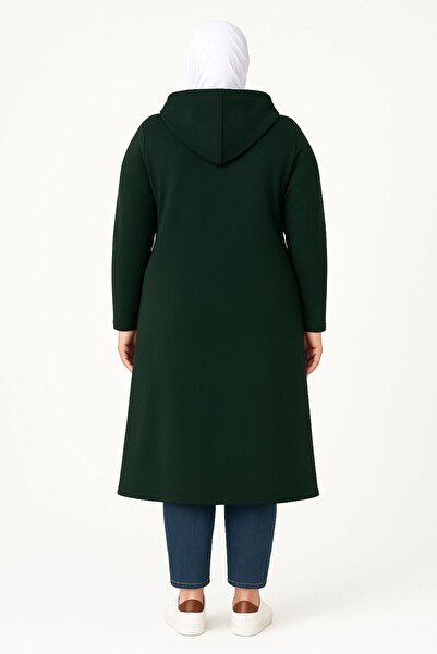 MAY MARA Plus Size Long Ferace with Side Pockets, Hood and Snap Closure