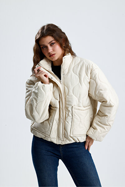 jöns since 1997 Γυναικείο καπιτονέ παλτό με τσέπες με φερμουάρ